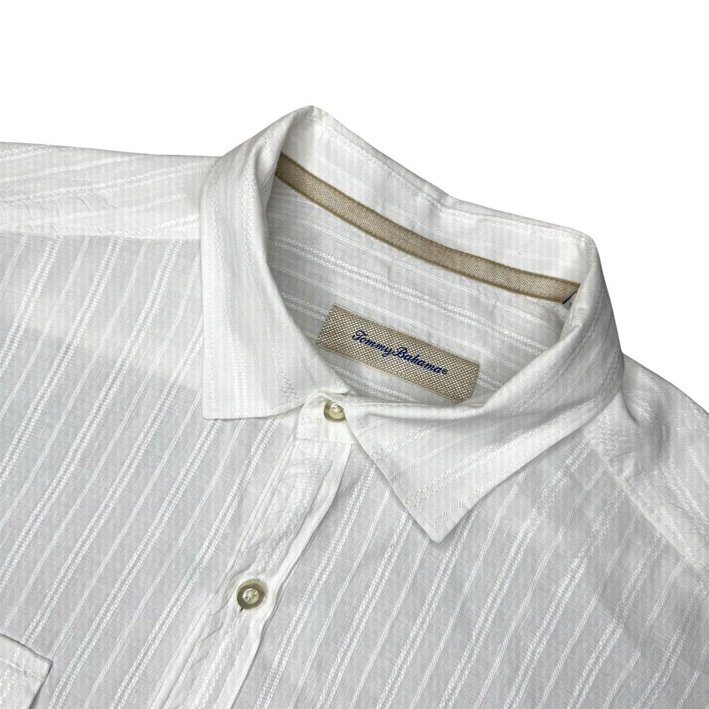 Tommy Bahama Men’s Linen Blend Button Up Shirt Large White Long Sleeve Resort - Picture 4 of 8